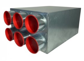 Verteiler mit Schallauskleidung DN 125, 6 x 75 mm