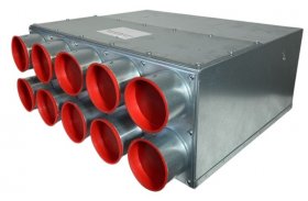 Verteiler mit Schallauskleidung DN 160, 10 x 75 mm
