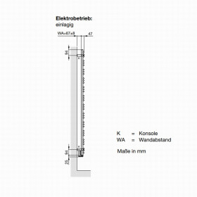 Zehnder Design-Heizkörper Yucca elektrisch links YAEL-170-60/GD, anthrazit