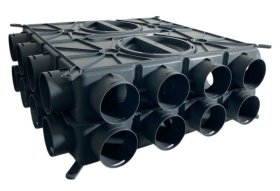 Wolf Luftverteiler DN 125-180, 24 Stutzen DN 75 mit 12 Verschlusskappen