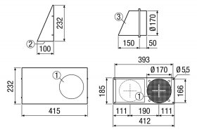 Maico Kombi-Wandstutzen KWH 16 L, DN 160, links