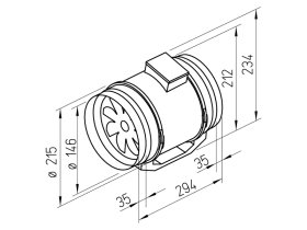 Helios Multivent-Rohrventilator 1-PH, MV 150