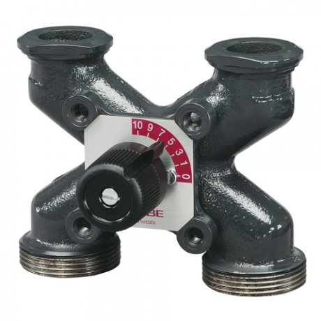 ESBE 4-Wege Mischer 4HG, DN25, KVs 8 m³/h, Aussengewinde flachdichtend G1.1/2" - Pumpenflansch 1.1/2"