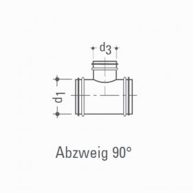 T-Stück mit 90° Abzweig, DN 100/100 (d1, d3 =  DN 100)